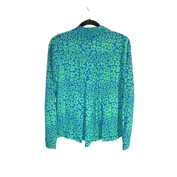 MARBLE Blue And Green Button Down Blouse Size Small - Picture 3 of 11